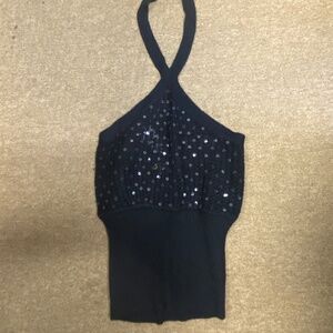 Catherine Maiandrino Black Halter Sweater Tank